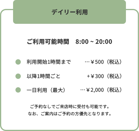 デイリー利用プランの料金体系